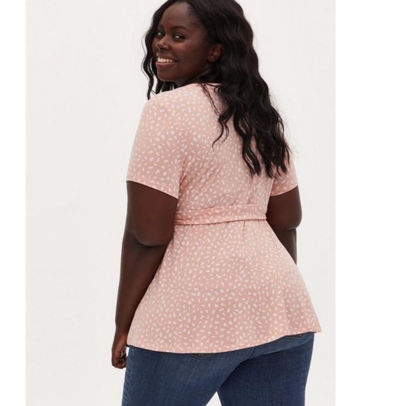 Torrid Knit Crepe Wrap Peplum Top 2X - Picture 3 of 11